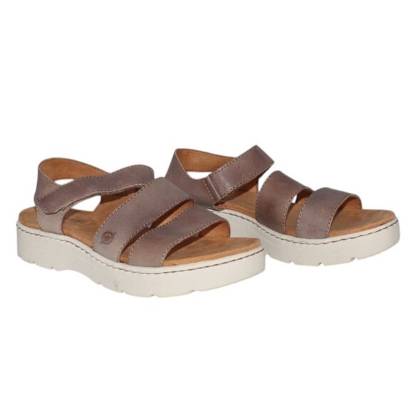 Born Comfort Sandals Brown Leather Platform Ankle Strap Womens 10 M - Picture 4 of 12